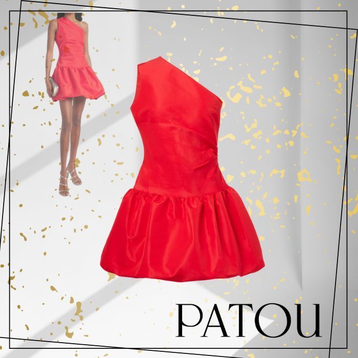 【PATOU】オットマンファイユ ワンショルダー バブル ミニドレス
