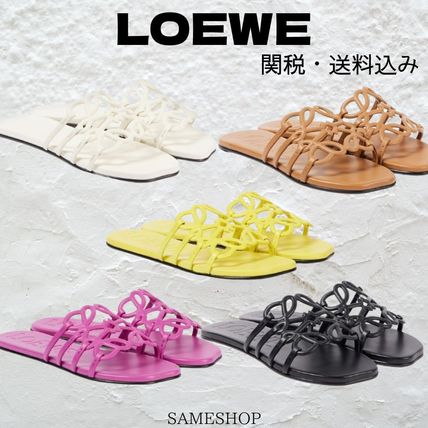 送・関税負担なし◆LOEWE◆アナグラムレザースライド LOEWE】アナグラムレザースライド☆関税送料込み (LOEWE