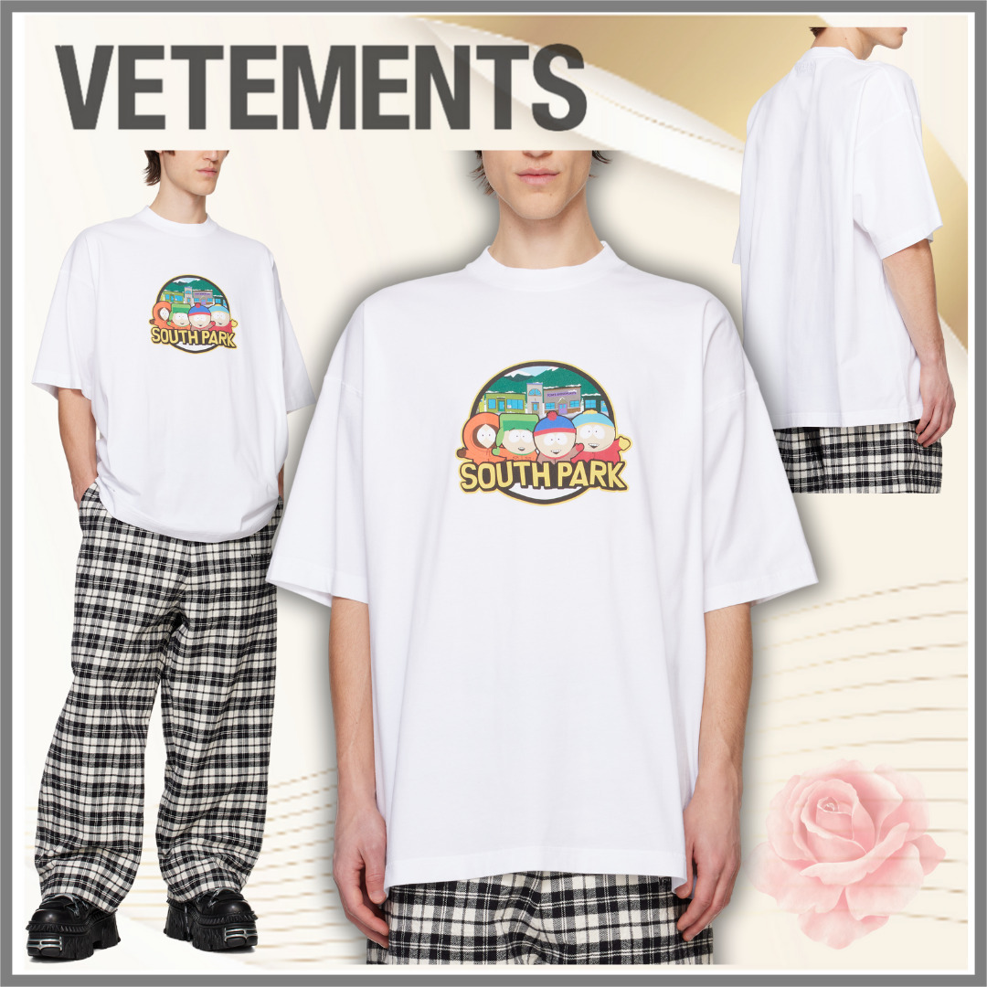 【VETEMENTS】ホワイト South Park オーバーサイズ Tシャツ