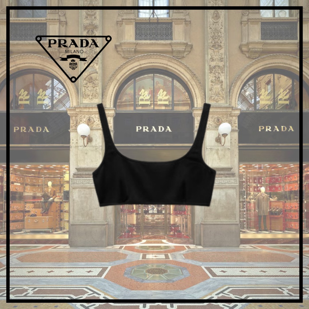 【PRADA】インターロックファブリック ビキニトップ★ブラック