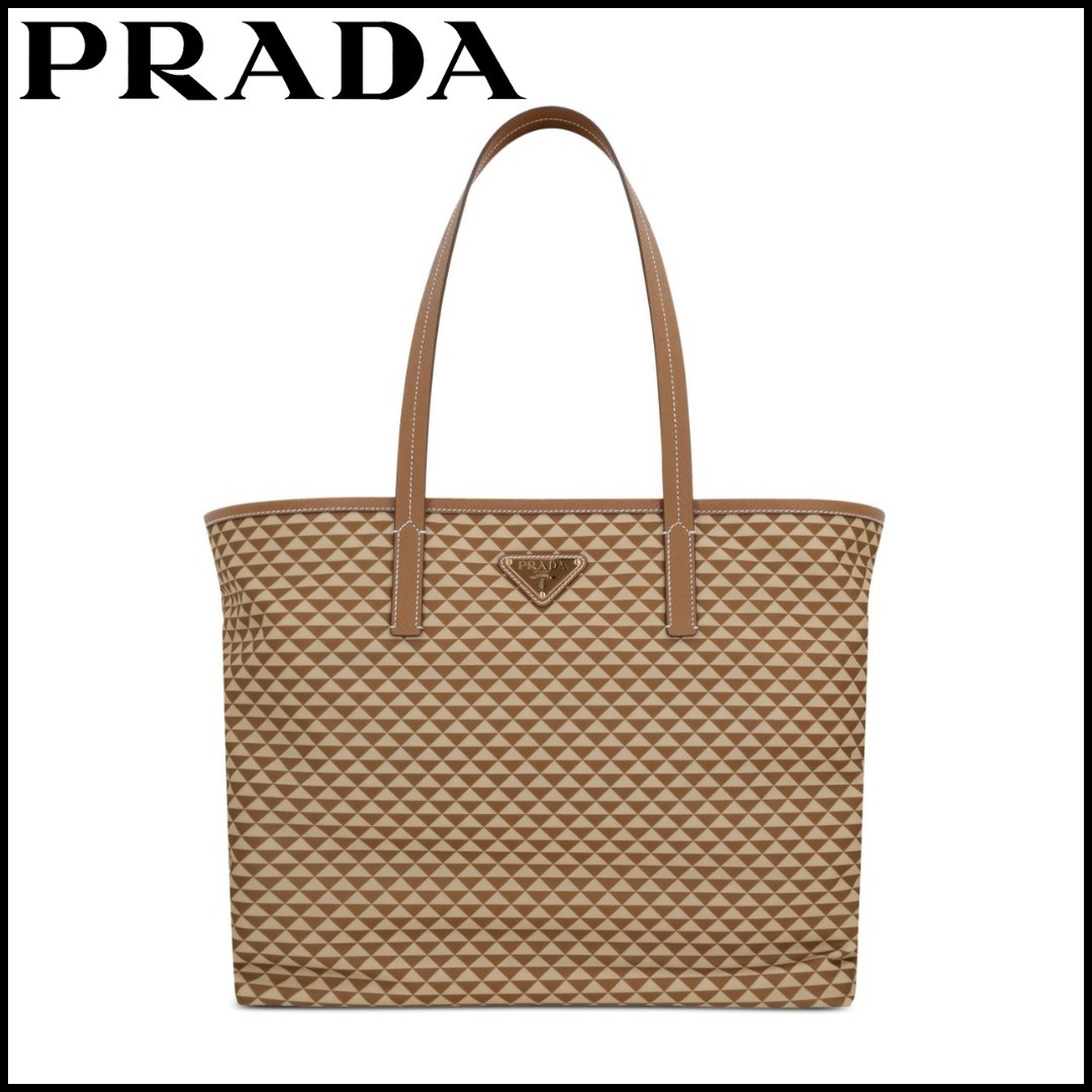 PRADA Caramel-coloured bag in printed Re-Nylon【関税送料込】