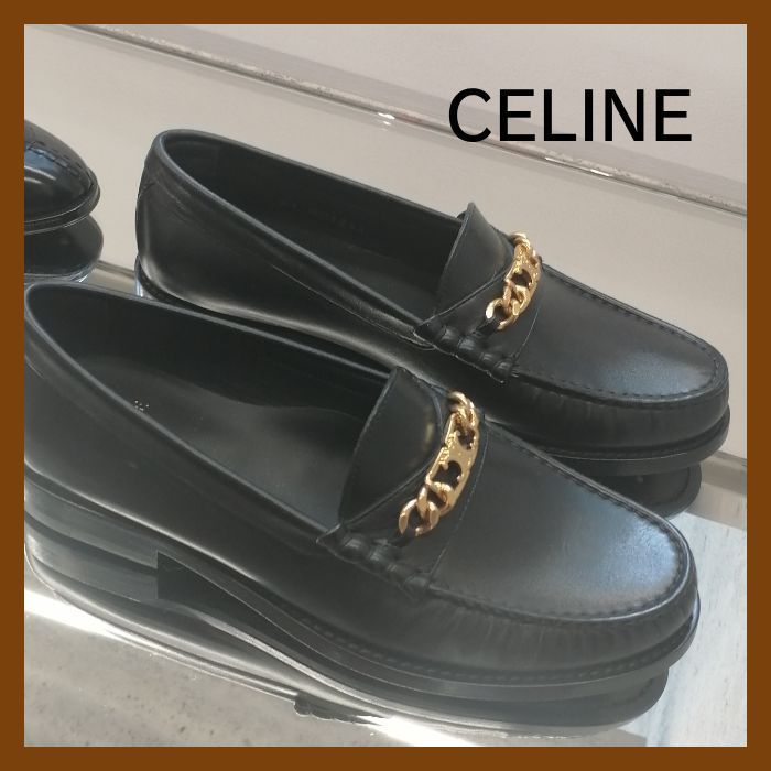 CELINE セリーヌ アルマ トリオンフ チェーン ローファー 黒