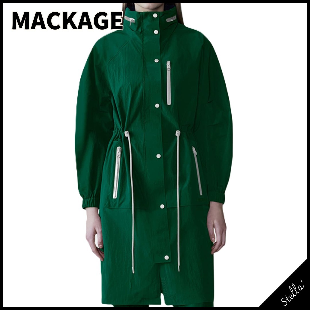 ■Mackage■大人気 マカイラ 膝丈軽量レインジャケット グリーン