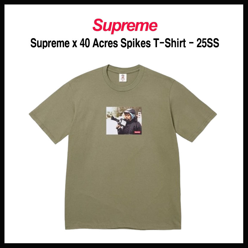 【SUPREME X 40 ACRES SPIKES】 T-SHIRT LIGHT OLIVE - 25SS