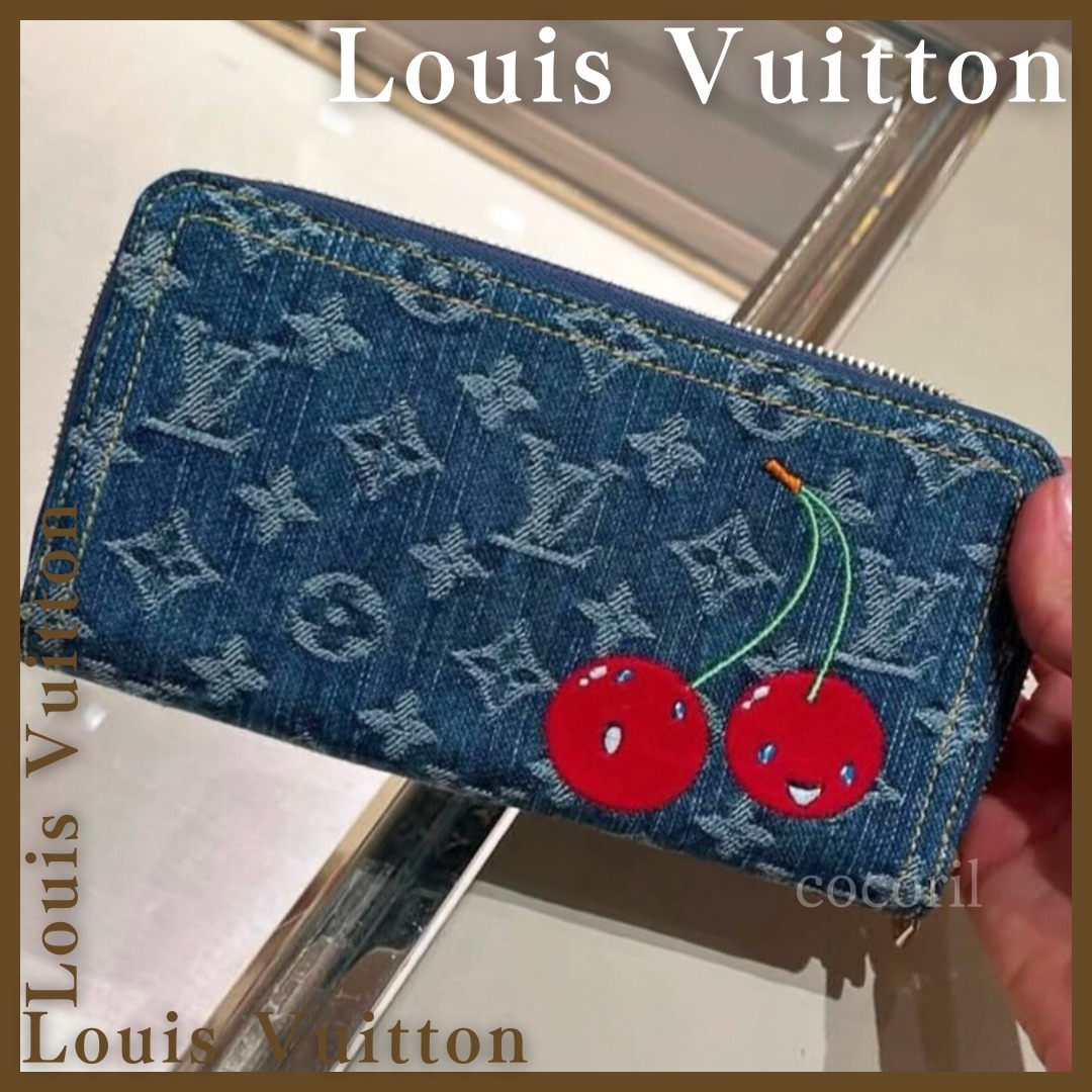 【村上隆コラボ】◆LouisVuitton◆長財布 チェリー デニム