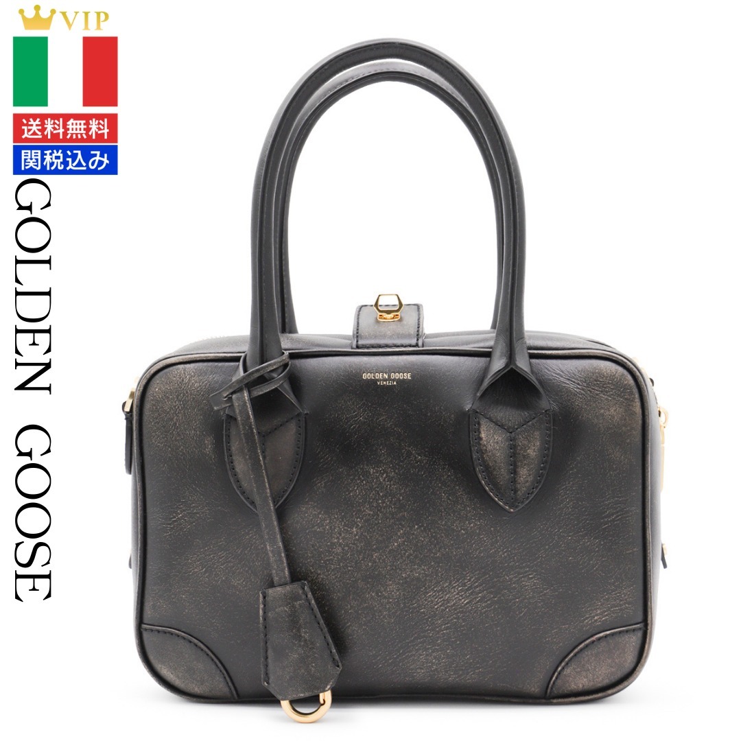VIP【関税送料無料】希少 GOLDEN GOOSE USED BLACK LEATHER BAG