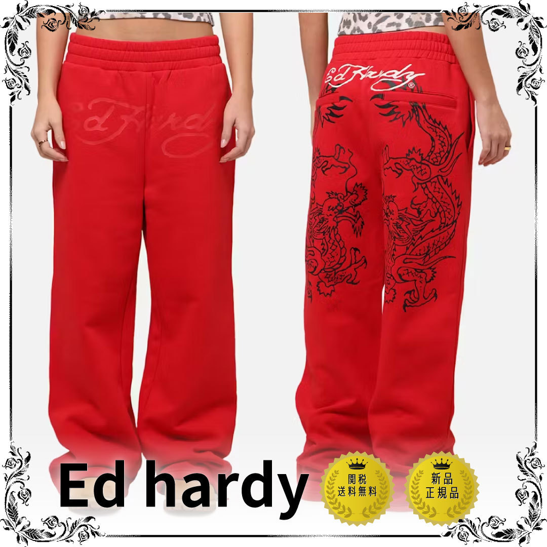 Ed Hardy ドラゴン トラックパンツ Red○関送無料○