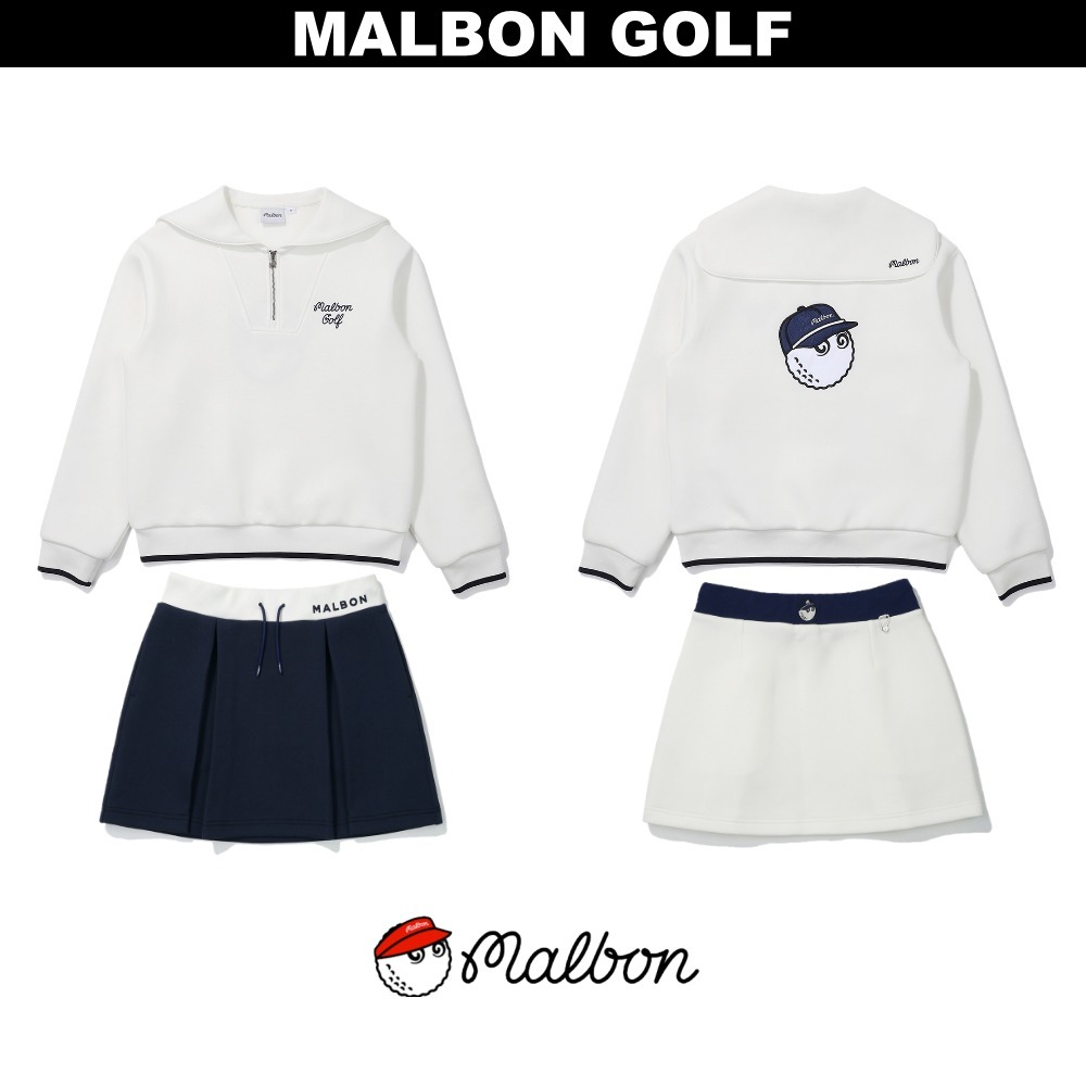MALBON GOLF セットアップ : ハーフジップ スウェット&スカート