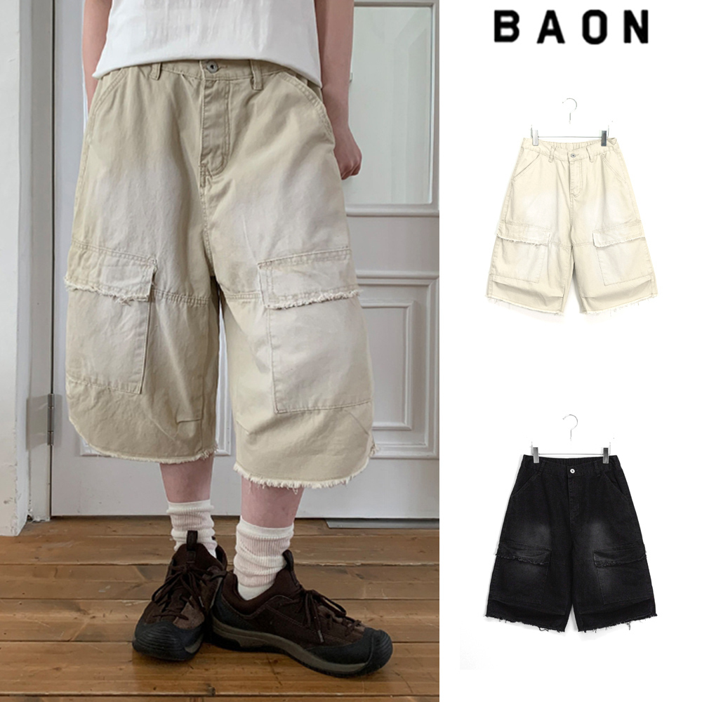 【BAON】[unisex] Lokyo Washing Cargo Bermuda Pants