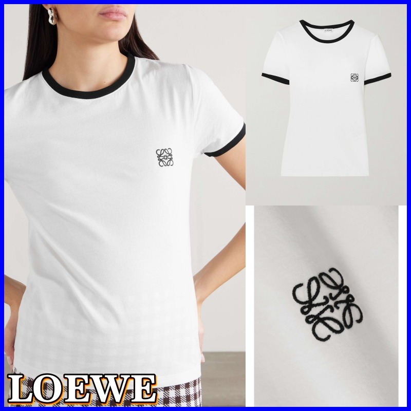 【大人気★】LOEWE アナグラム刺繍コットンジャージー Tシャツ