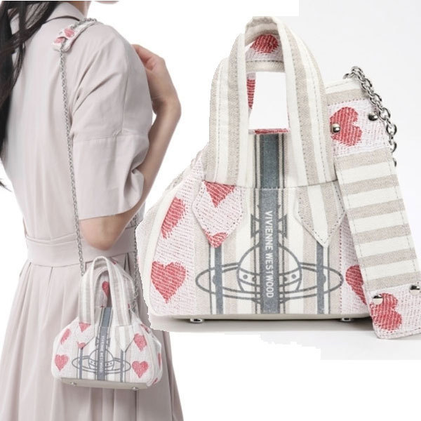 Vivienne Westwood☆25SS リネン ハート ミニ ハンドバッグ