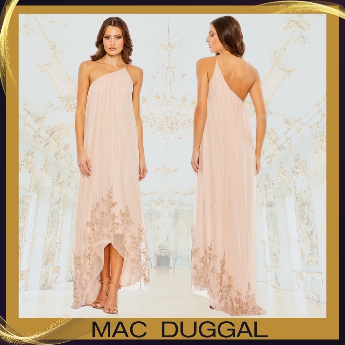 Mac Duggal*洗練と華やかさが共演*ビーズ付ワンショルダーガウン