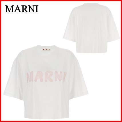 【関税込み】 ☆MARNI☆ ロゴ クロップ コットン 半袖Tシャツ
