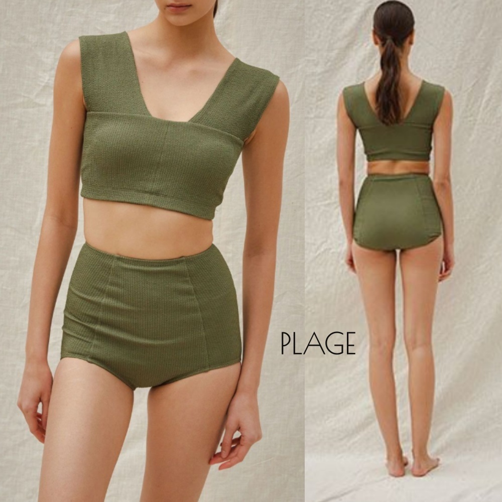 ★PLAGE_seoul★ Crepe Swim Set _ Moss Green