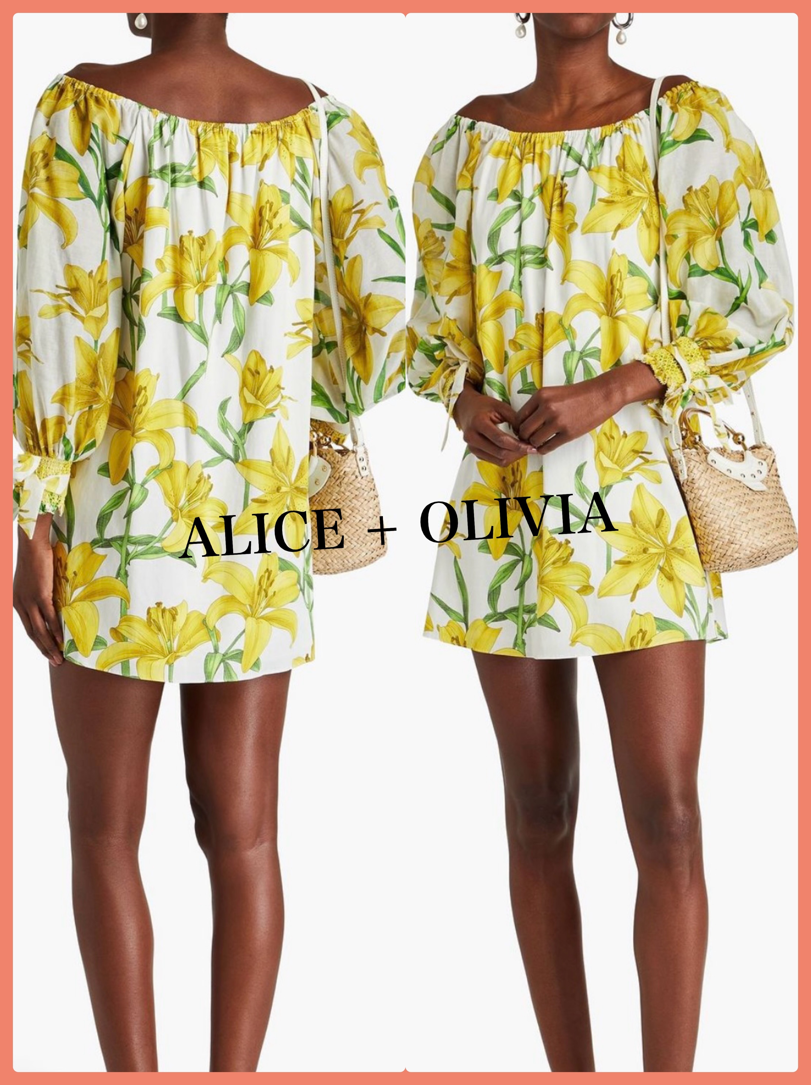 【ALICE + OLIVIA】コットンフラワープリントミニワンピース