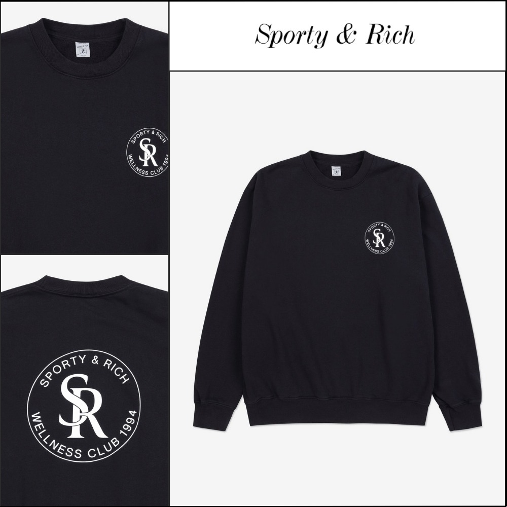【Sporty & Rich】Wellness Logo Sweatshirt Faded Black