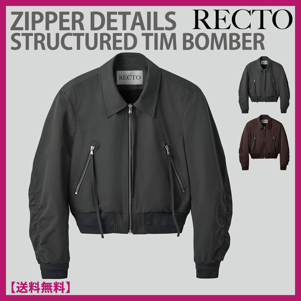 ★韓国人気★RECTO★ZIPPER DETAILS STRUCTURED TIM BOMBER★