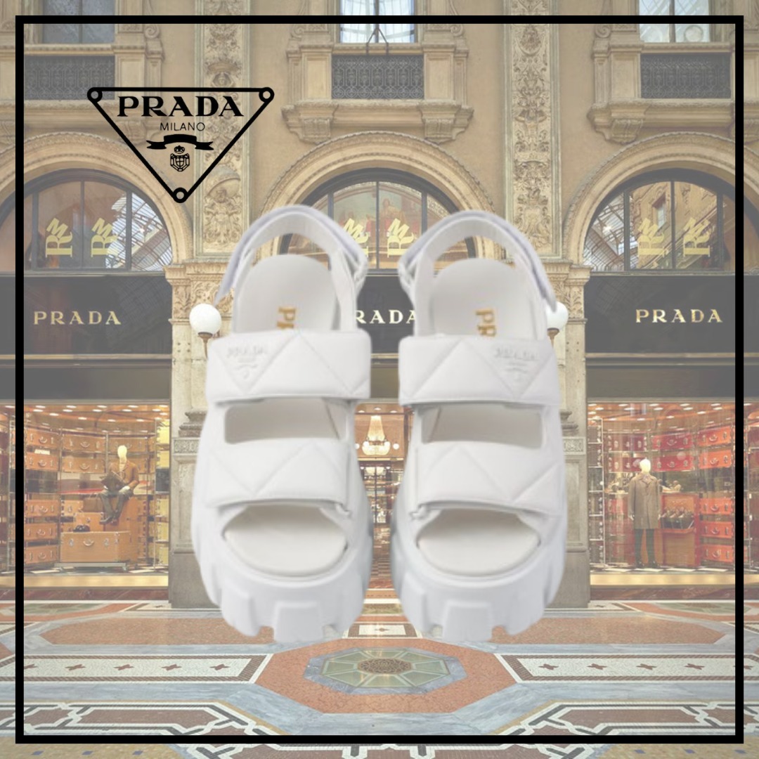 【PRADA】プラダ モノリス ナッパレザー サンダル★ホワイト