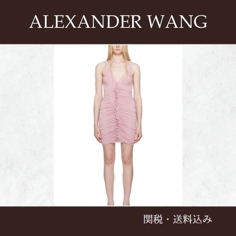 Alexander Wang ☆ピンクシアー ルーシュ タンク ミニワンピース