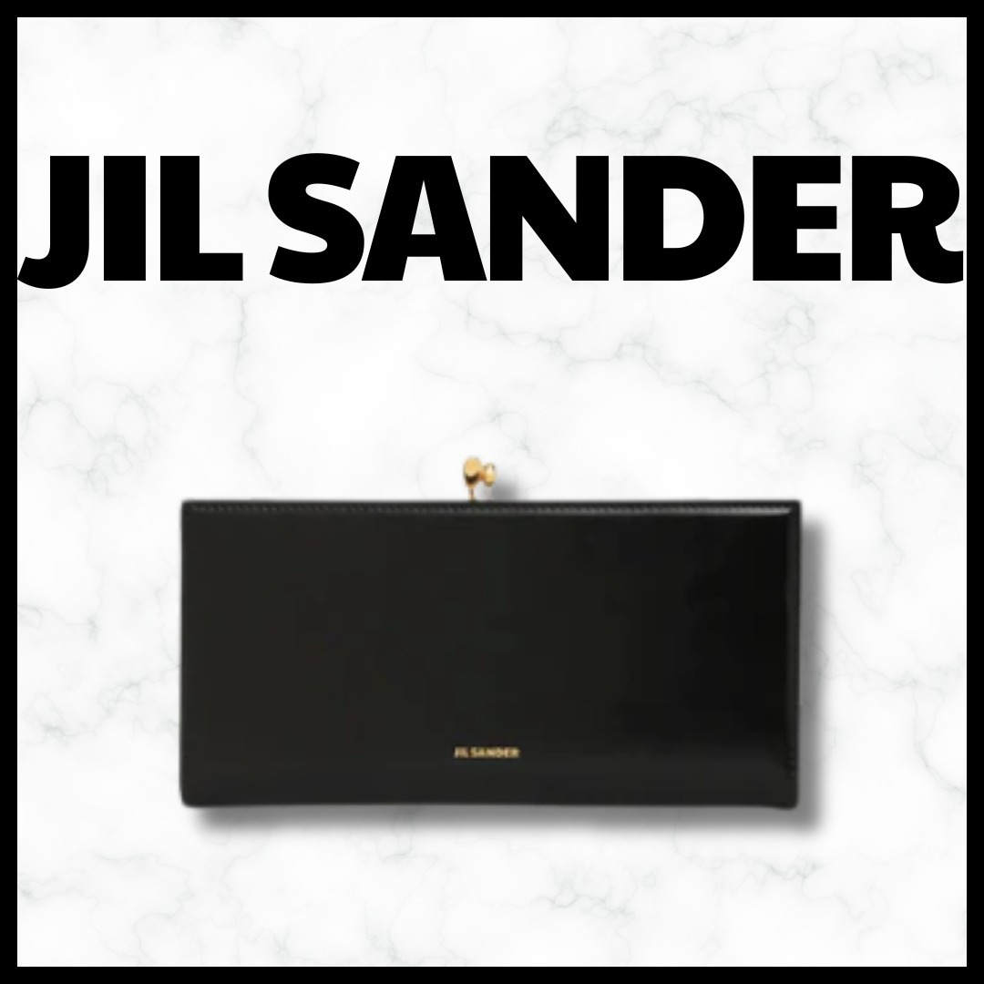 JIL SANDER■ゴジ ラムレザー クラッチウォレット プリント ロゴ