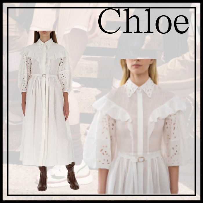 アウトレット【Chloe】ロングバルーンスリーブ フリル ドレス