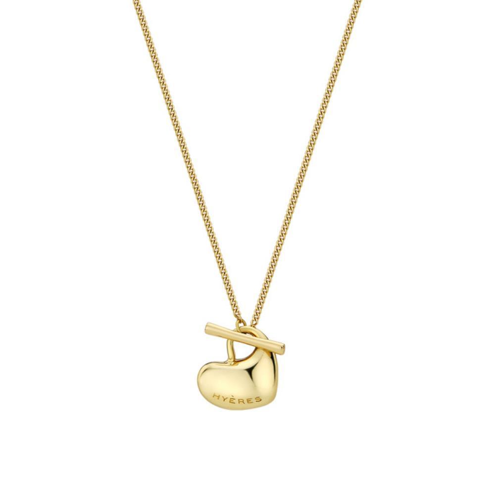 ◆HYERES LOR◆ Pebble Heart Silver (Y) T-Bar Necklace S HL6N