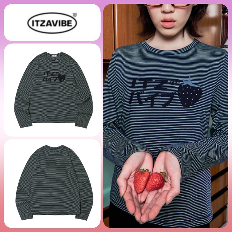 ◆25SS ITZAVIBE STRAWBERRY LOGO LONG SLIM SLEEVE◆