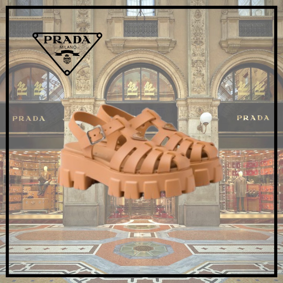 【PRADA】プラダ モノリス ラバー サンダル★サンドベージュ