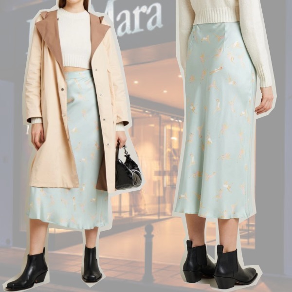 DT MaxMara ★ シルク ツイル スカート CAVALLO ブルー