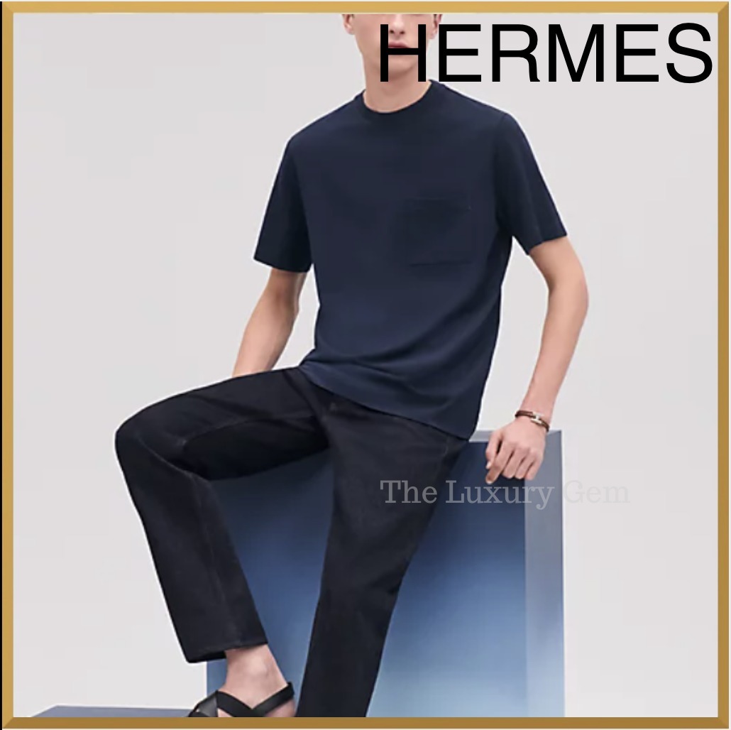 人気【HERMES】「H」刺繍 Tシャツ