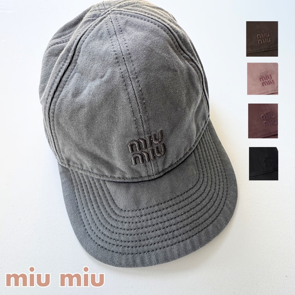 MiuMiu◆ミュウミュウ ドリル ベースボールキャップ◆DHL配送