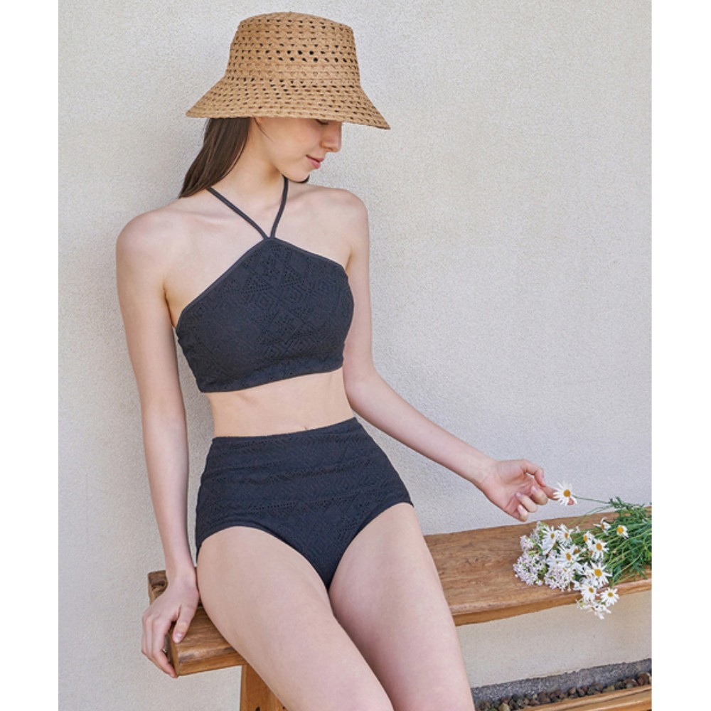 ビキニ VALLO DE NEAR Stella Knit Top and Bottom Set Black