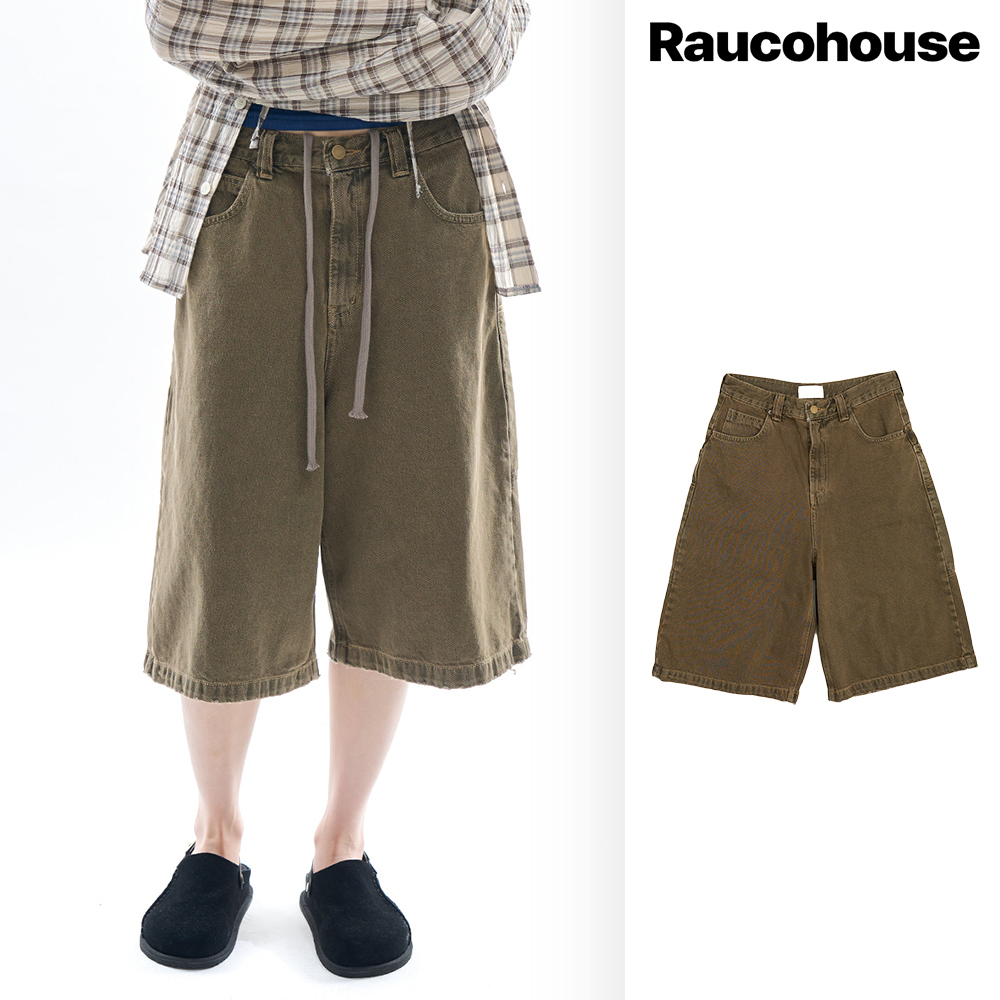 【Raucohouse】Mud retro bermuda pants