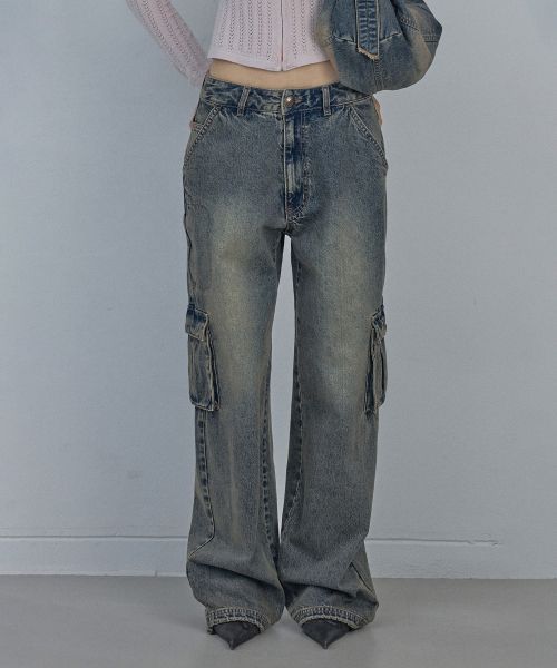 【SCULPTOR】Acid Cargo Jogger Pants Vintage Tint