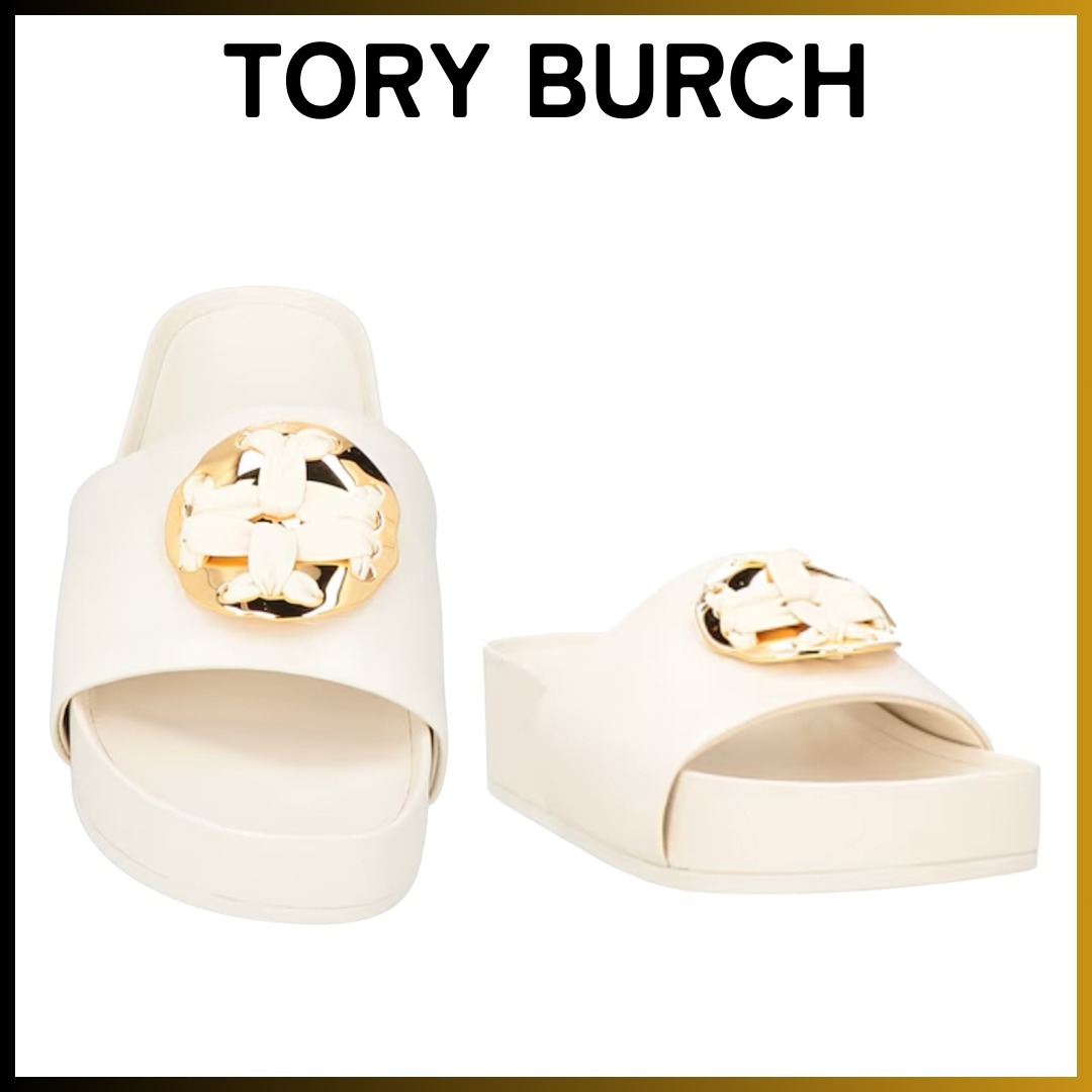 TORY BURCH ：レザー スライドサンダル