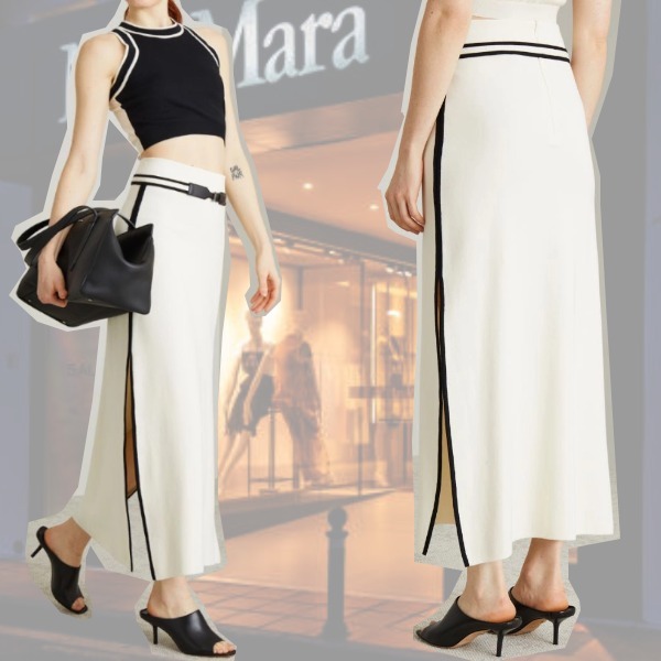 DT MaxMara ★ ロング ストレート スカート ORA ホワイト