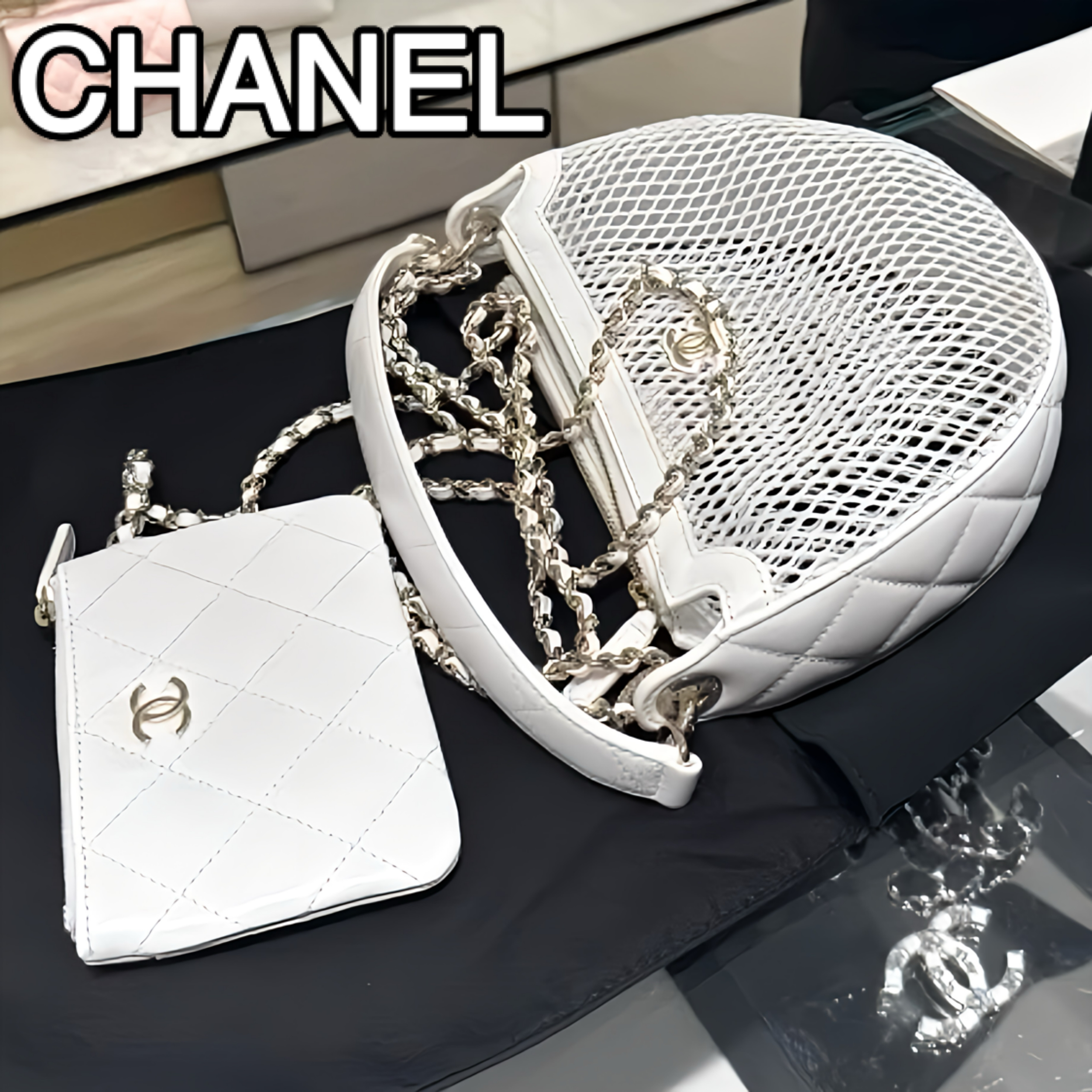 【25S/メッシュが可愛い♪】CHANEL チェーンクラッチバッグ