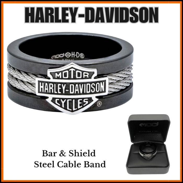 人気 Harley-Davidson Bar & Shield ケーブル ブラックリング