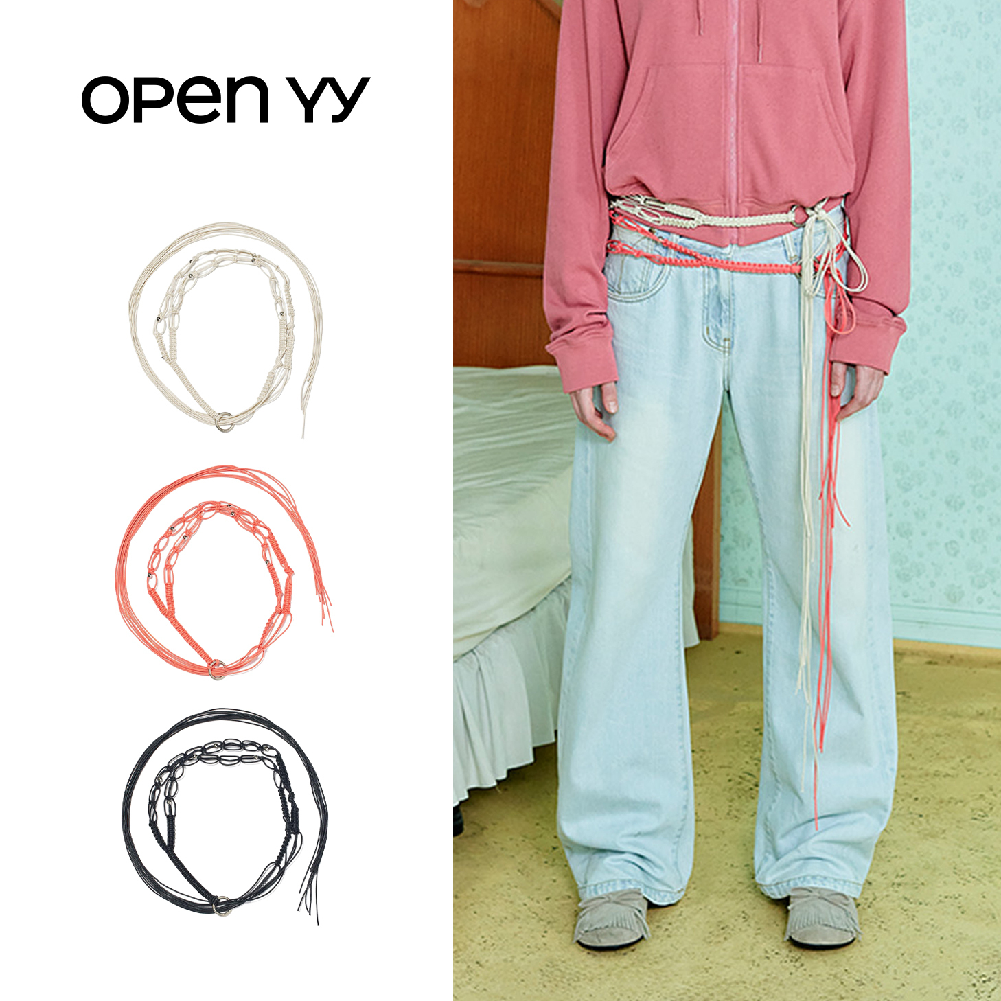 ベルト OPEN YY : 25SS / BRAIDED STRAP BELT (3COLORS)