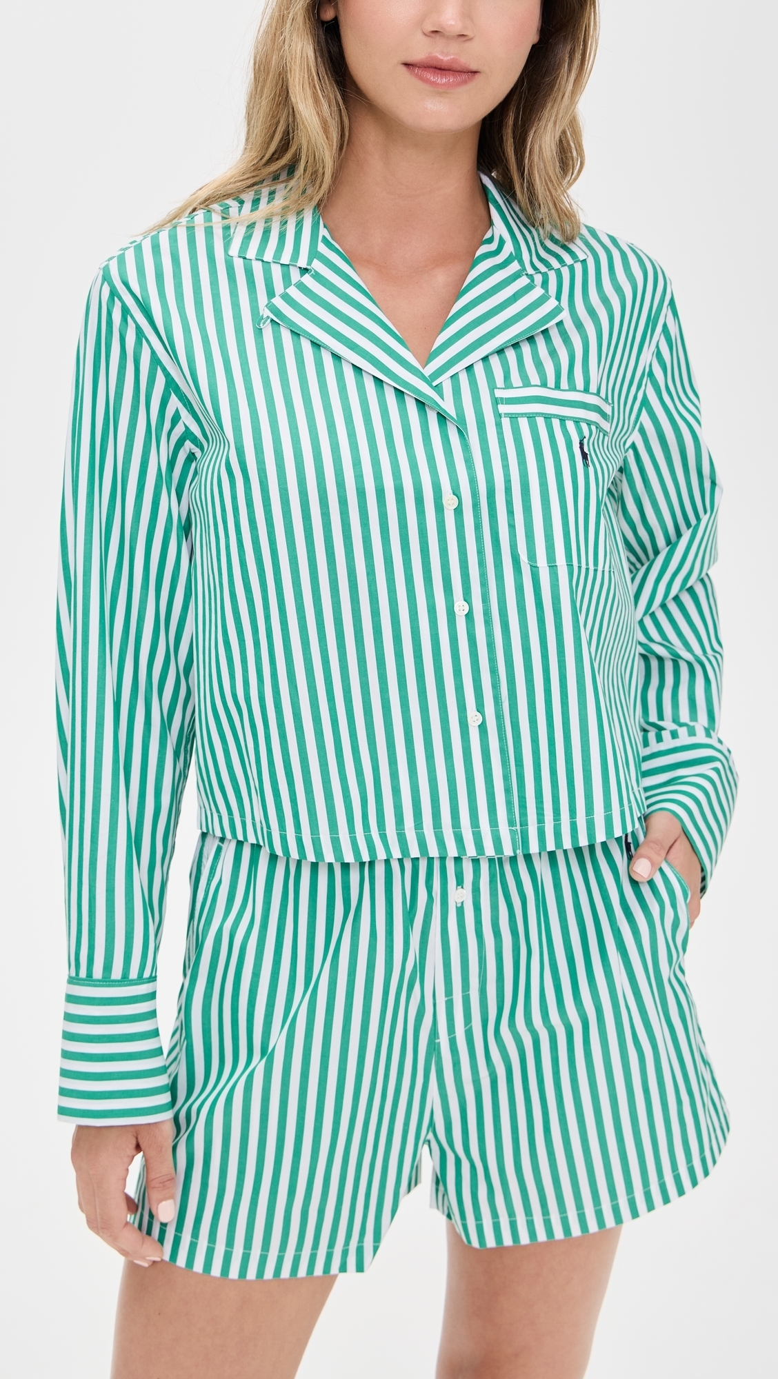 《POLO RALPH LAUREN》パジャマセット ストライプ ロゴ グリーン