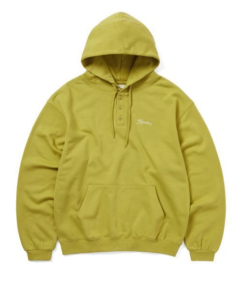 【THISISNEVERTHAT】Quarter Button Hoodie Lime Green