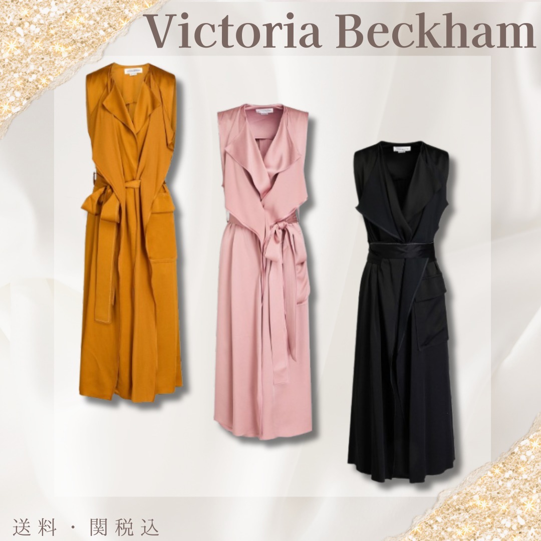 送料関税込【Victoria Beckham】サテン ミディラップドレス