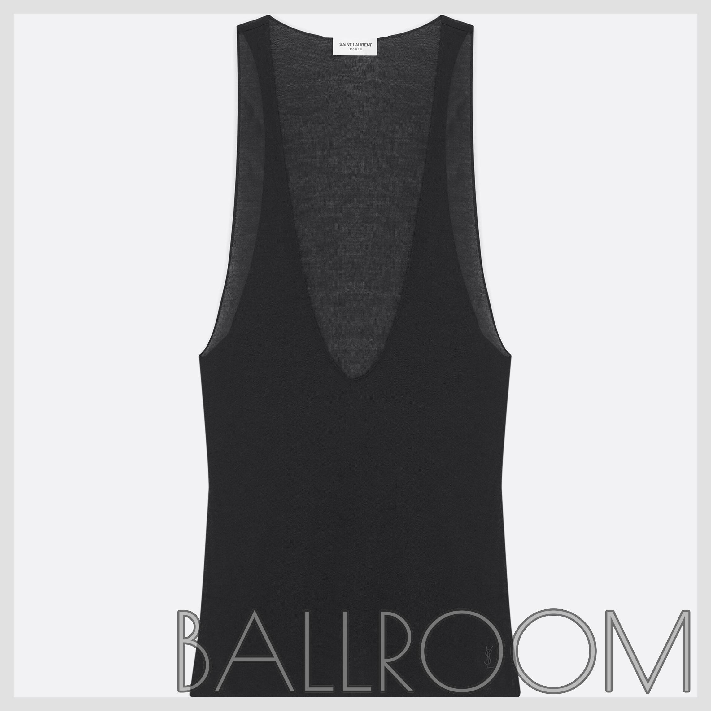 Tシャツ・カットソー SAINT LAURENT SILK JERSEY SLEEVELESS TOP