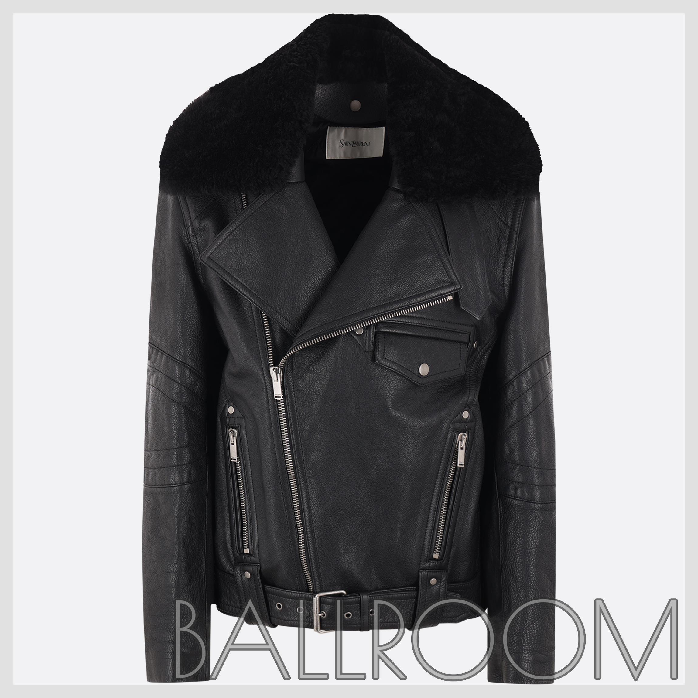 ムートン・ファーコート SAINT LAURENT VINTAGE LEATHER AND SHEARLING BIKER JACKET