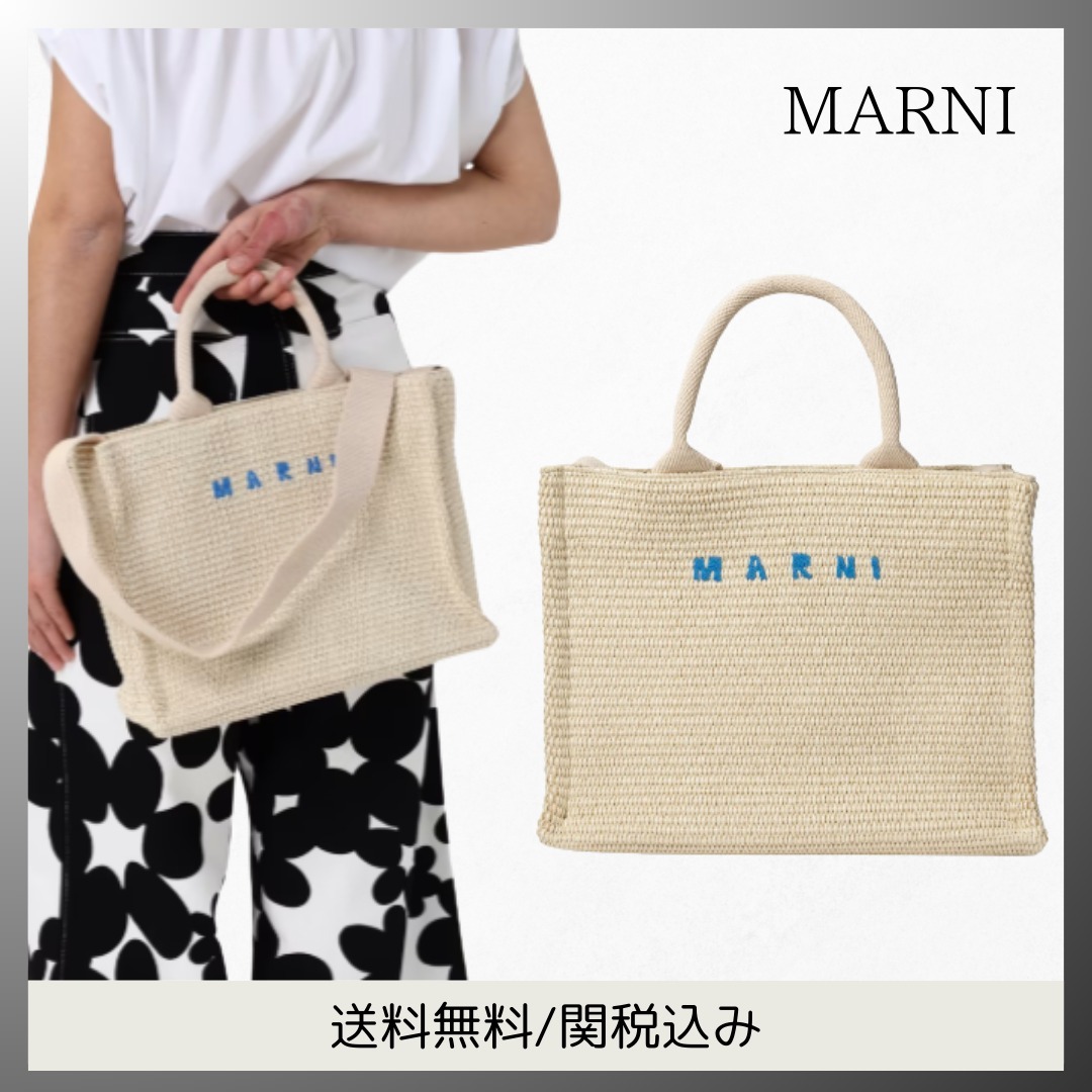 MARNI◆ RAFIA EFFECT ロゴ スモール トートバッグ 送料関税込