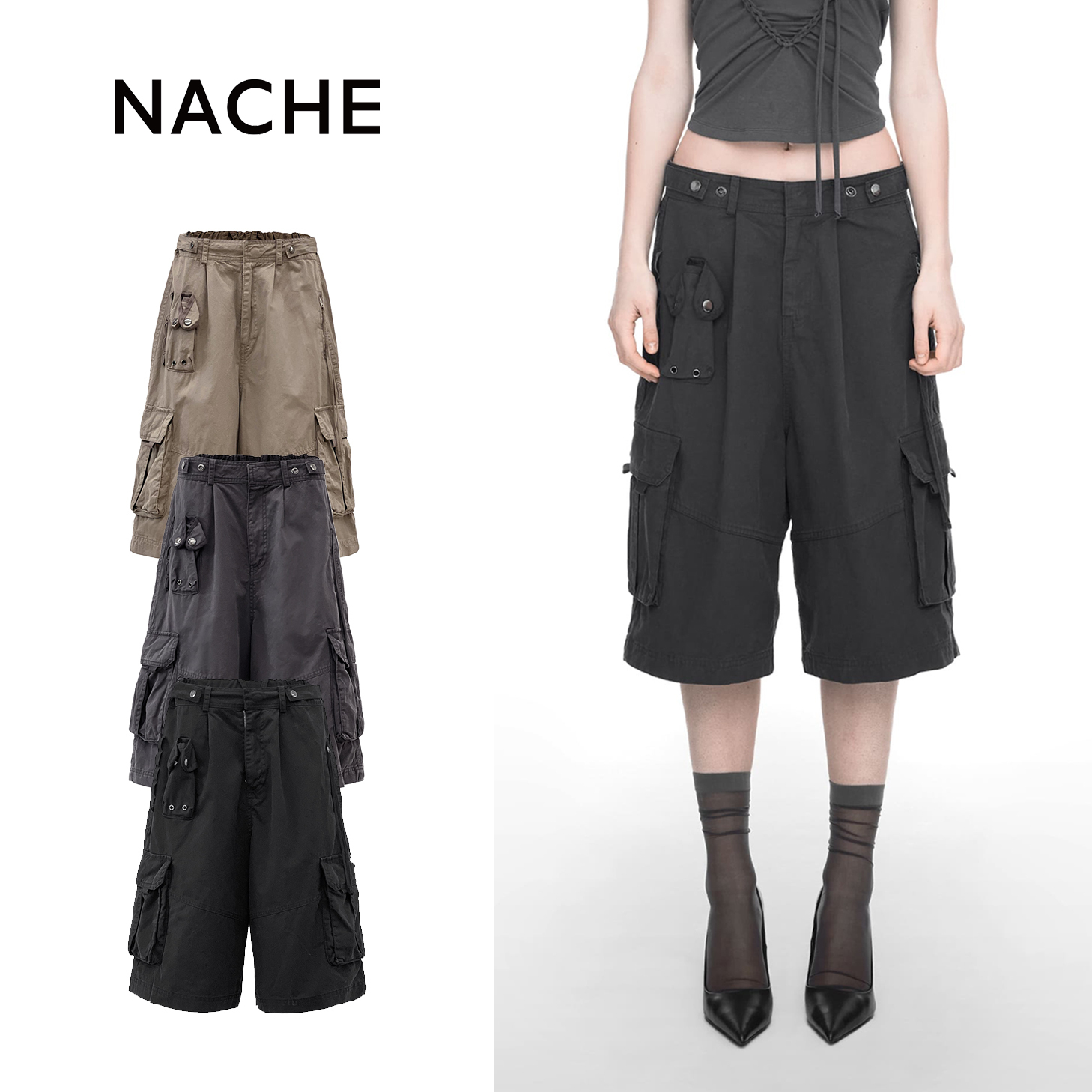 パンツ NACHE : 25SS / WASHING CARGO HALF PANTS (3COLORS)