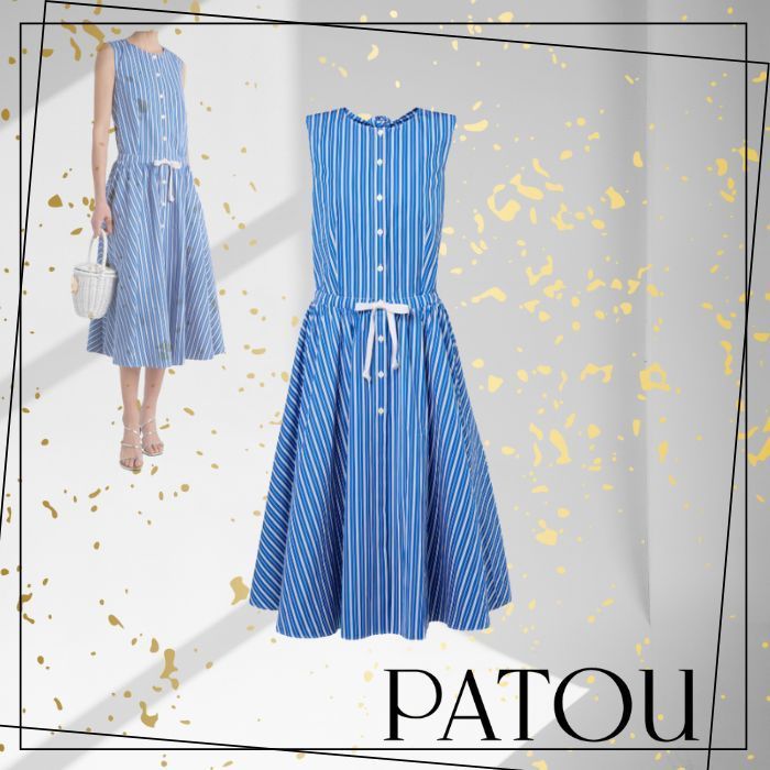 大人気 【PATOU】Striped cotton shirt dress ミニドレス シャツ
