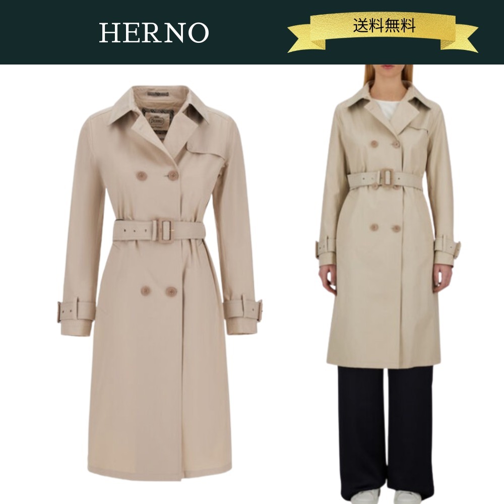 HERNO トレンチコート コットン デロン モノグラム ルレックス