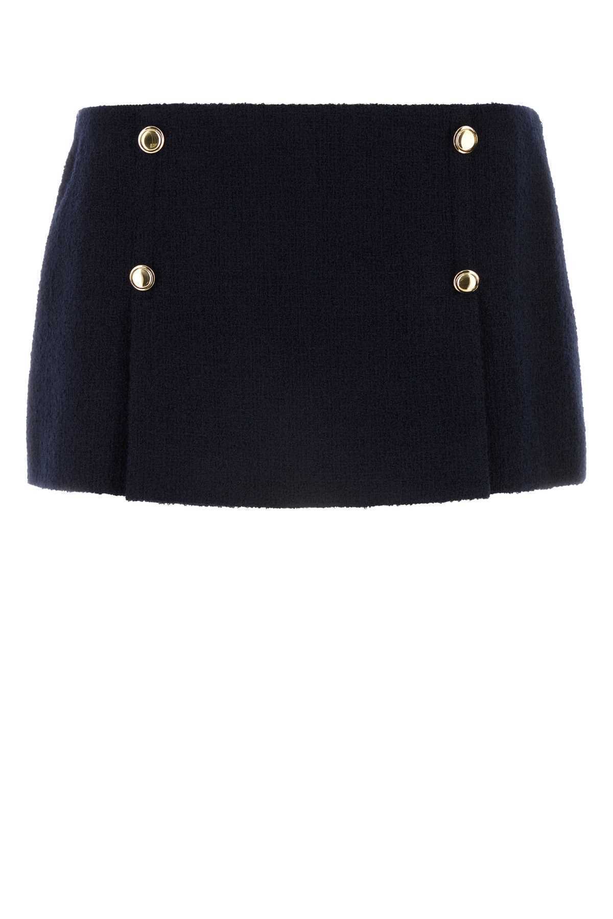 【関税&送料込】Miu Miu Midnight Blue Wool Blend Mini Skirt