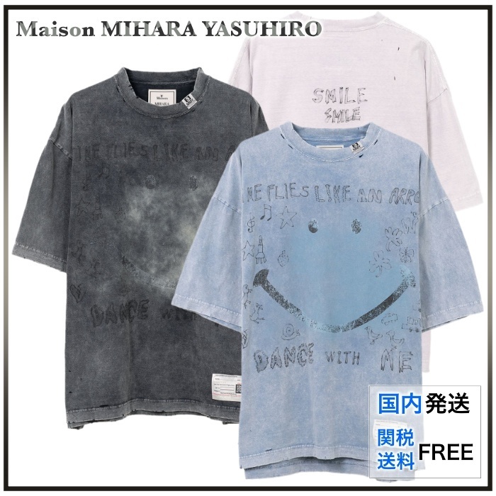 【国内買付】MIHARAYASUHIRO Bleached Smily Face Print Tシャツ